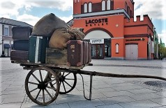 alter Handwagen Nr 3 , Marktkarren, Herbst Dekoration, Erntefest