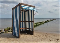 Strandkorb historisch stoffbespannt , Maritime Dekoration , Strand Dekoration , Strandkörbe