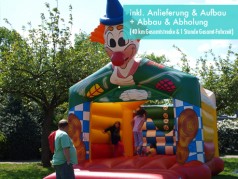 Hüpfburg Clown – 4 x 5 m mit Dach  (inkl. Anlieferung u. Aufbau + Abbau u. Abholung im Umkreis)
