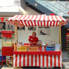 Öko Marktstand rot-weiß