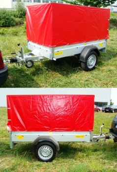 Plananhänger gebremst 850 kg – 100 km/h 2070 x 1080 x 1100 = 2,46 m³ Nutzlast ca. 700 kg