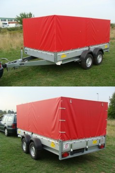 Tieflader Planenanhänger niedrige Höhe 2500 kg gebremst doppelachser / 100 km/h 3510 x 1830 x 1300