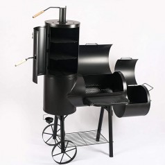 BBQ SMOKER Holzkohlegrill Räucherofen + Räucherturm 1390 x 1840 x 735 Deckel Warmhalterost Ablage