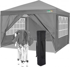 Faltpavillon 3 x 3 m (9 qm) wasserdicht mit 4 Seitenwänden 2 davon mit Fenster