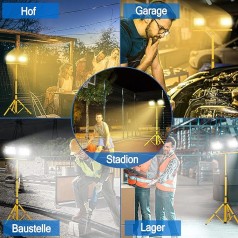 LED Baustrahler 2 x 200 W kaltweiß mit Stativ Baustellen Strahler inkl. Netzkabel LED Flutlicht