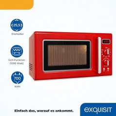 Camper Mikrowelle Retro 20 Liter | 1000 W Grill | Digitale Anzeige | Drehteller