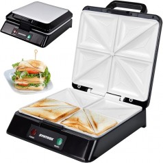 Sandwichmaker | Sandwichtoaster | Thermostat | Antihaftbeschichtung 2000 Watt Keramikplatten