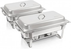 Speisewärmer Buffet Warmhalteplatten Speisenwärmer Profi Set 2 x Edelstahl im 15-teiligen Set Rechau