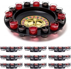 Roulette Trinkspiel Partyspiel mit Drehrad 2 – 8 Spieler 16 Schnapsgläser & 2 Kugeln Roulettespiel