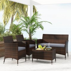 Kundenlounge Messemöbel Outdoormöbel Sets Gäste Lounge Set Rattan Sitzmöbel Sitzgruppe für 4 Persone