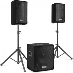 PA-Anlage komplett Musikanlage Komplettset 1 x Aktiv-Subwoofer 2 x Passiv-Hochtöner inkl. Lautsprech