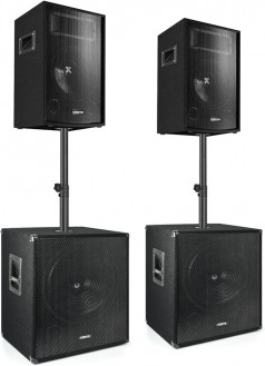 PA-Lautsprecher-Set passive Musikboxen DJ-Equipment 1700 Watt 2 x Subwoofer 2 x Topteile 2 x Bi-Amp-