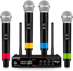 Funkmikrofon 4er Set kabellos VHF 4-Kanal-Funkmikrofonsystem mit 4 x Handmikrofon XLR-Schnittstelle