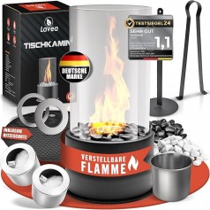Tischkamin Ethanol Tischfeuer Indoor & Outdoor Bioethanol Tischkamin mit verstellbarer Flamme 2 Bren