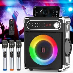 Karaoke-Maschine Karaoke-System mit 3 Mikrofonen tragbarer Bluetooth-Lautsprecher Party-Karaoke-Laut