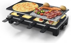 Raclette Grill Pfannkuchen Crepes Kochstein 4-in-1 für 8 Personen Antihaftbeschichtung 1500 Watt Käs