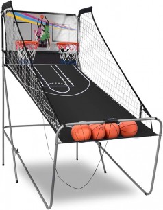 Basketballspiel 2er Basketballautomat Wurfmaschine elektrischer Basketballständer faltbar 4 Bälle 8
