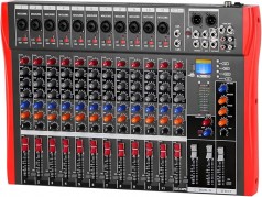 Studiomixer Live Mixer 12-Kanal DJ professionelles Stereo-Sound-Mischpult Bluetooth USB-Aufnahme Com