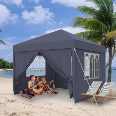 Faltpavillon Pavillon Zelt wasserdicht 4 Seitenwände 2 Fenster Türe mit Reißverschluss 3 x 3 m (9 qm