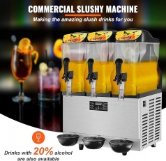Slush-Maschine Margarita-Maschine Smoothie gewerblich 36l Einzelschüssel 75 Tassen  1100 W Edelstahl