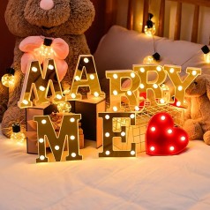 MARRY ME Deko LED Buchstaben Marry Me Heiratsantrag Batteriebetrieb dekorative LED Leuchtbuchstaben