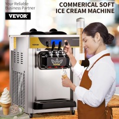 Gewerbliche Softeismaschine 2 x 6 Liter Softeis Speiseeis 30 L / Stunde 3 Geschmacksrichtungen 2200