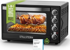 Minibackofen Hähnchengrill Drehspieß Toaster Grill Pizzaofen mit Umluft 60L Antihaftbeschichtung Air