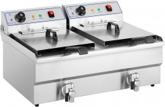 Elektro-Fritteuse Starkstrom Fritteuse Gewerbe-Fettfritteuse 2×16 L 2 x 6.000 Watt 380 V Starkstrom