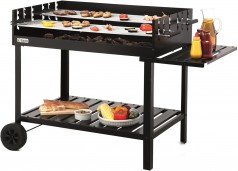 Holzkohlegrill klein Outdoor-Grill mit Rollen Holzkohlegrillwagen höhenverstellbar ca. 77 – 88 cm