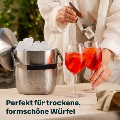 Eiswürfelbehälter Eiskübel mit Deckel und Zange Edelstahl doppelwandig isoliert extra Kühlung