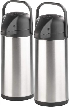 Isolierkanne Pumpkanne 2er-Set Pump-Vakuumisolierkanne Kaffeekanne doppelwandig mit Pumpsystem 2x3L