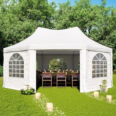 Pagodenzelt Pavillon Partyzelt Hochzeitszelt schneller einfacher Aufbau Fenstern robuste PVC-Plane