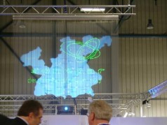 Projektion auf Wasserleinwand