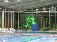 Lasershow auf Wasserleinwand