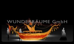 Buffet-Schiff, rot-gold