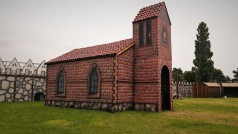 Kirche, Kirchenkulisse, 3D Kirchen Kulisse, Halloweendekoration, Friedhof