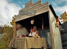 Metzger, Fleischerei, Halloweenanimation, Grusel, Halloween Dekoration