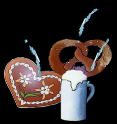 Oktoberfest Brezel, Lebkuchenherzen, Bierkrüge