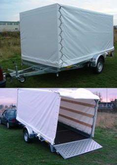 Plananhänger einachser kippbar / Rampe gebremst 1500 kg – 100 km/h 3650 x 1850 x 1600 = 10,80 m³