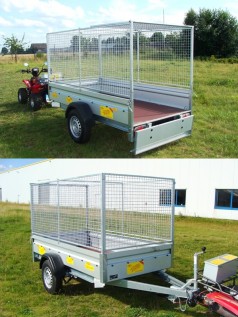 Offener Kastenanhänger mit Laubgitteraufsatz 1300 kg gebremst – 100 km/h 2510 x 1280 x 1345 mm