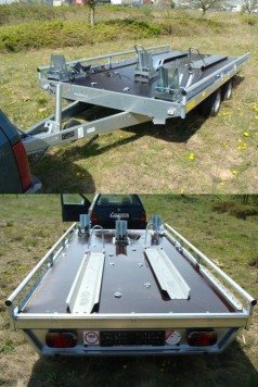 4 – 5er Motorradanhänger 2500 kg gebremst bis 5 Motorräder 100 km/h 4010&#215;1890 mm mit 2 Seiten Reling