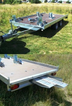 4 – 5er Motorradanhänger 2700 kg gebremst bis 5 Motorräder 100 km/h 4010 x 2030 x 100 mit Reling