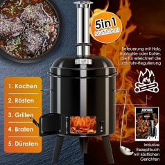 GULASCHKANONE Gulaschkessel Eintopfofen mit Grillfunktion + Hähnchenbräter – kochen rösten grillen