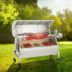 BBQ Spanferkelgrill Lammgrill Geflügelgrill 117 cm, 60 kg Edelstahl Drehspieß höhenverstellbar