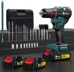 Akkuschrauber Set Akku-Bohrmaschine mit 2 x 2500 mAh Akku 55Nm Max Schlagbohrmaschine