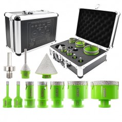 Diamant Fliesenbohrer Set 6/8/20/25/35/50/68 mm 10-teilig Diamantlochsäge mit 6-25 mm und 50 mm Fing