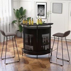 Theke Bar Empfang Stehtisch Messetheke mit offener Ablage & Getränkehaltern Weintisch mit 4 Ebenen T