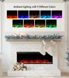 Elektroheizung 3-seitiger Luxus Elektrokamin Kamin freistehend auf Tisch oder Sideboard elektrischer