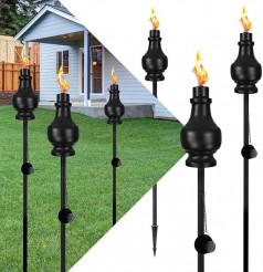 Ölfackeln für den Außenbereich 6 Stück 152,4 cm hoch Flammenfackel Ölfackel Hinterhof Terrasse Campi