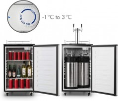 Spender Bierfass-Kühlschrank Zapfanlage 2 Zapfhähne 50 Liter Komplett-Set CO2-Fässer bis 50 L 4 Bode